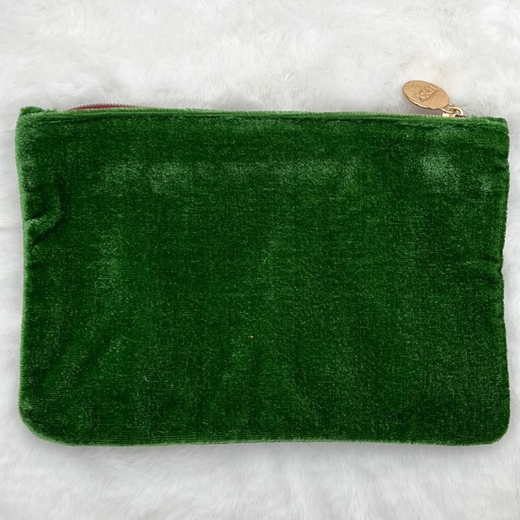 3/$12 Ipsy Glam Bag November 2021 - Green “Velvet”/Velour with Burgundy and Gold - Picture 1 of 4